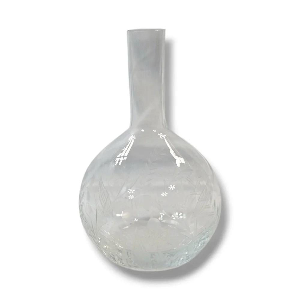 Krosno Crystal‎ Etched Vase Beautifully Etched With Different Leaves Poland